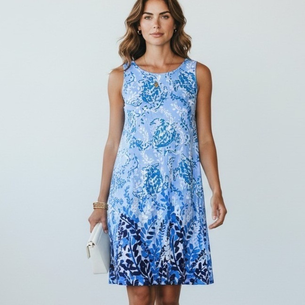 Lilly Pulitzer Kristen Dress Womens Medium Blue Peri Turtley Awesome